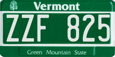 VT license plate ZZF825