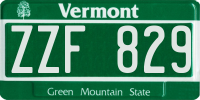 VT license plate ZZF829