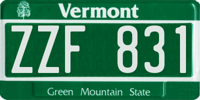 VT license plate ZZF831