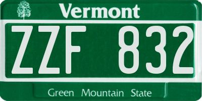VT license plate ZZF832
