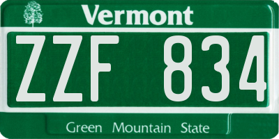 VT license plate ZZF834