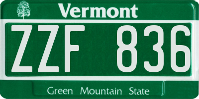 VT license plate ZZF836
