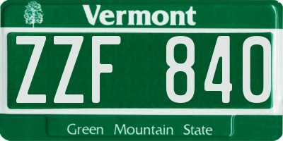 VT license plate ZZF840