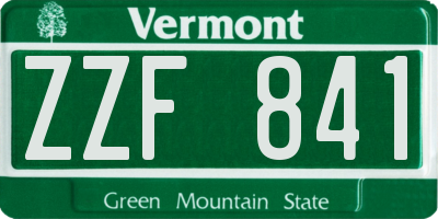 VT license plate ZZF841