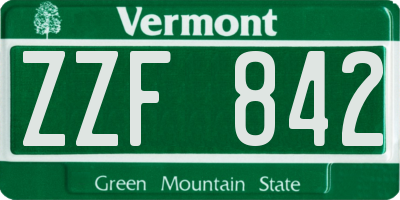 VT license plate ZZF842