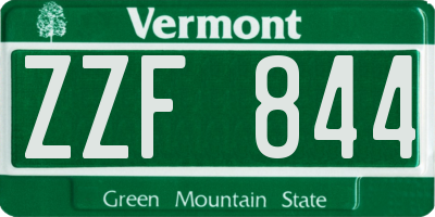 VT license plate ZZF844