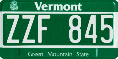 VT license plate ZZF845
