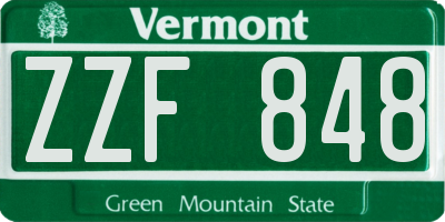 VT license plate ZZF848