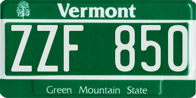 VT license plate ZZF850
