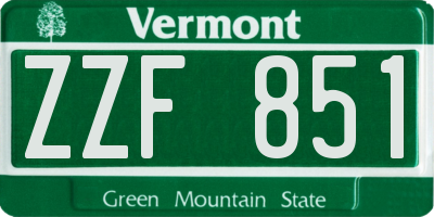 VT license plate ZZF851