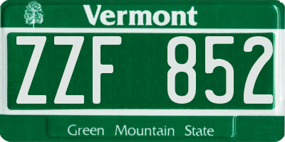 VT license plate ZZF852
