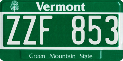 VT license plate ZZF853