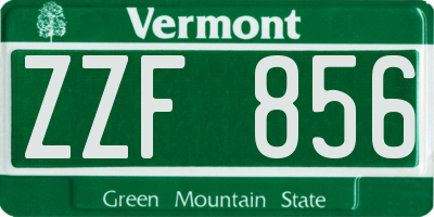 VT license plate ZZF856