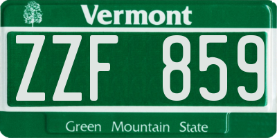 VT license plate ZZF859
