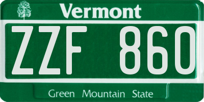 VT license plate ZZF860