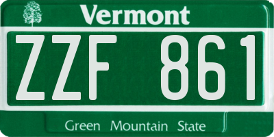 VT license plate ZZF861