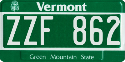 VT license plate ZZF862