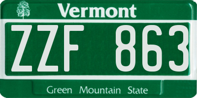 VT license plate ZZF863