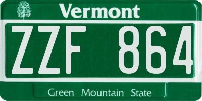 VT license plate ZZF864