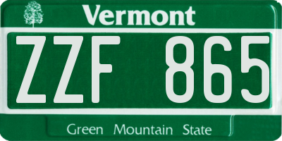 VT license plate ZZF865