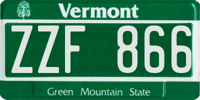 VT license plate ZZF866