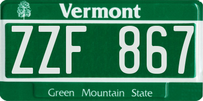 VT license plate ZZF867