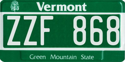 VT license plate ZZF868
