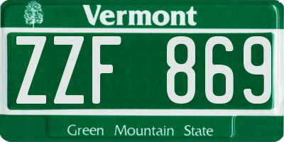 VT license plate ZZF869
