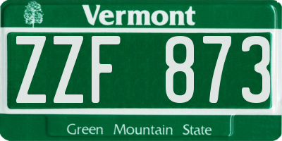VT license plate ZZF873