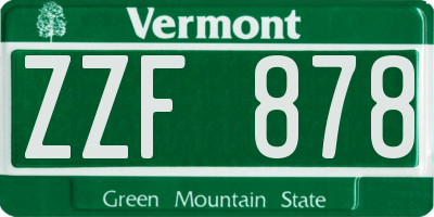 VT license plate ZZF878