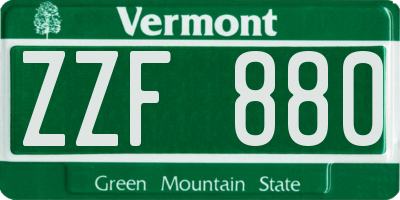 VT license plate ZZF880