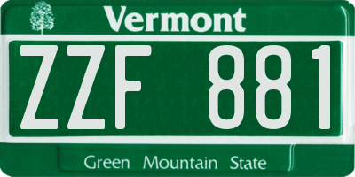 VT license plate ZZF881