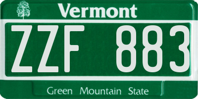 VT license plate ZZF883