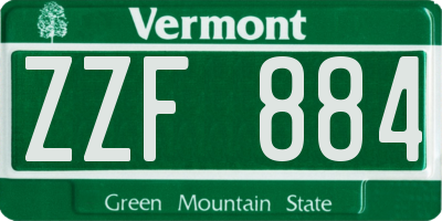VT license plate ZZF884