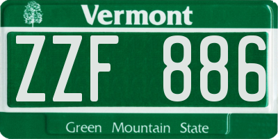 VT license plate ZZF886