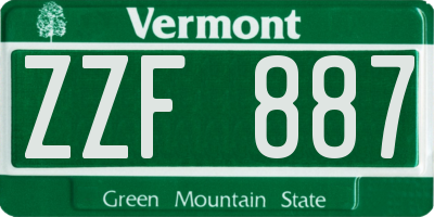 VT license plate ZZF887