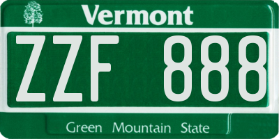 VT license plate ZZF888