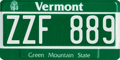 VT license plate ZZF889