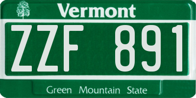 VT license plate ZZF891