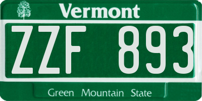 VT license plate ZZF893