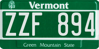 VT license plate ZZF894