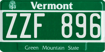 VT license plate ZZF896