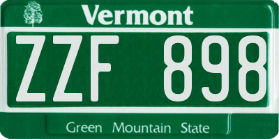 VT license plate ZZF898