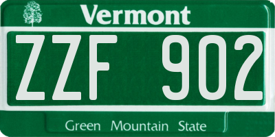 VT license plate ZZF902