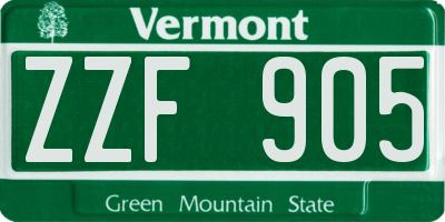 VT license plate ZZF905