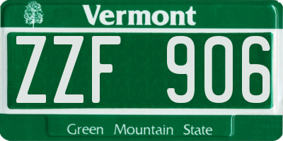 VT license plate ZZF906