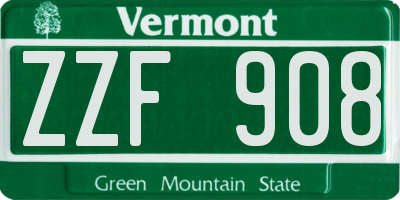 VT license plate ZZF908
