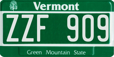 VT license plate ZZF909