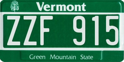 VT license plate ZZF915