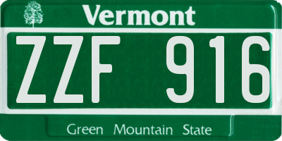 VT license plate ZZF916